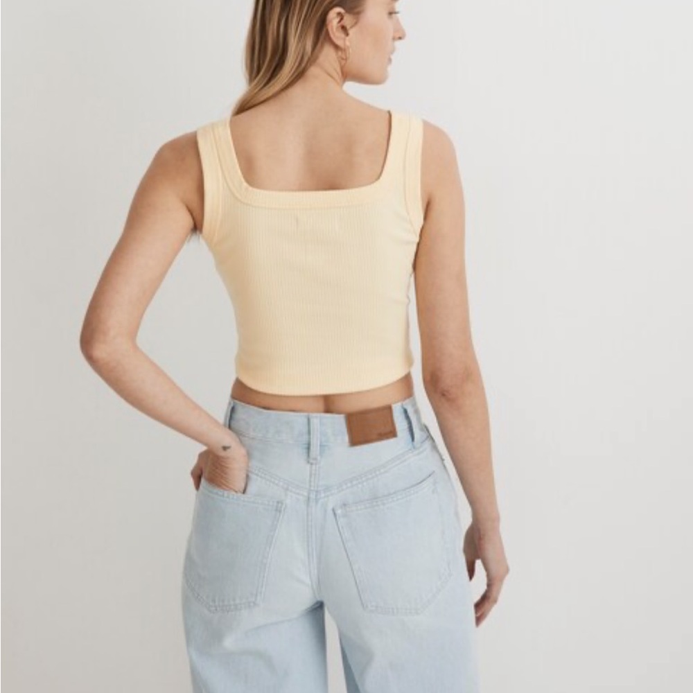 Madewell Light Yellow Ribbed Crop Top - Picture 3 of 5